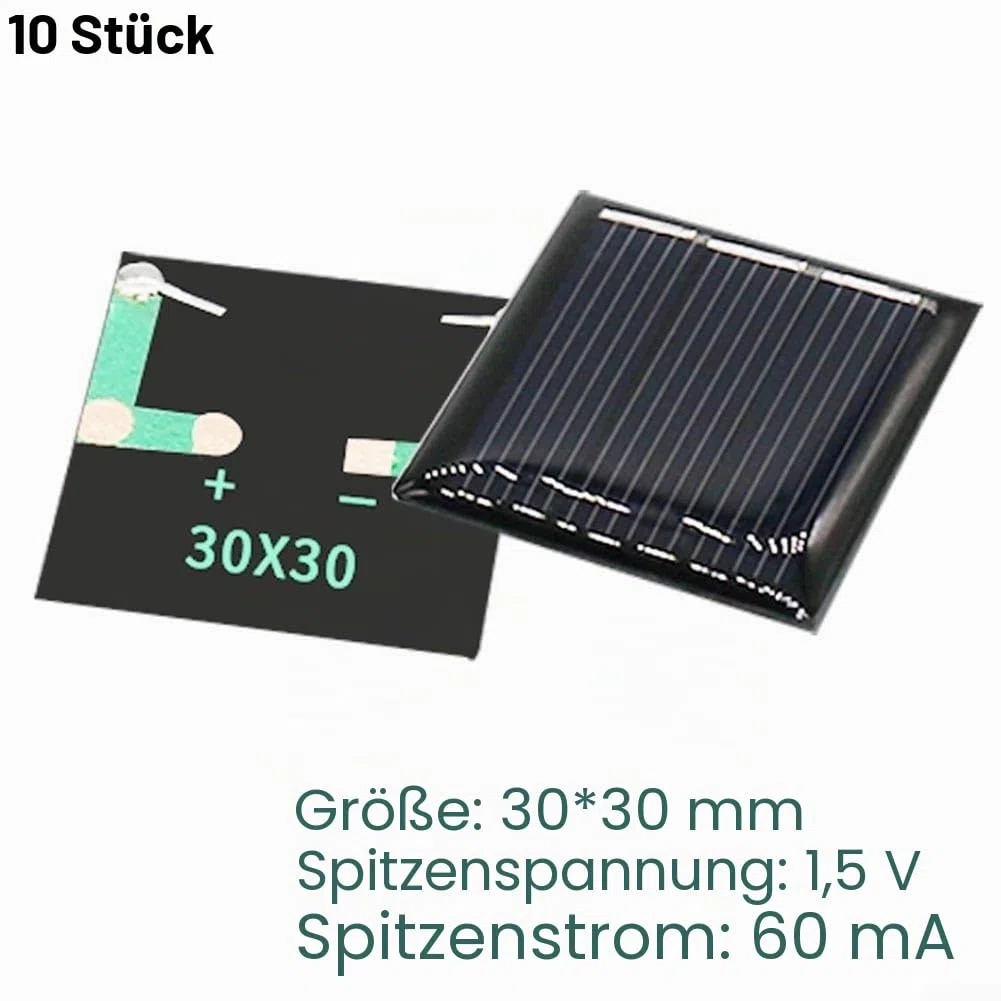 10er Set Mini Solarmodule 1 5V 60mA 0 09W zum Basteln und Experimentieren mit Solartechnik