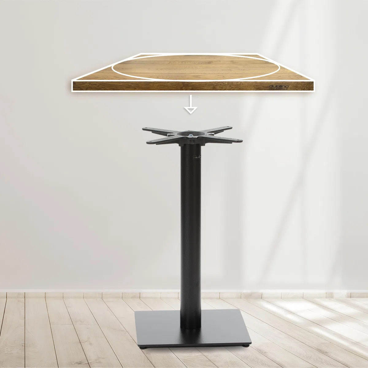 Premium Tischgestell Stahl- PJ6087 | schwarz | Höhe 72 cm | Bodenplatte 40x40 cm | max. Tischplattengröße 70x70 cm | Ideal für Esstische