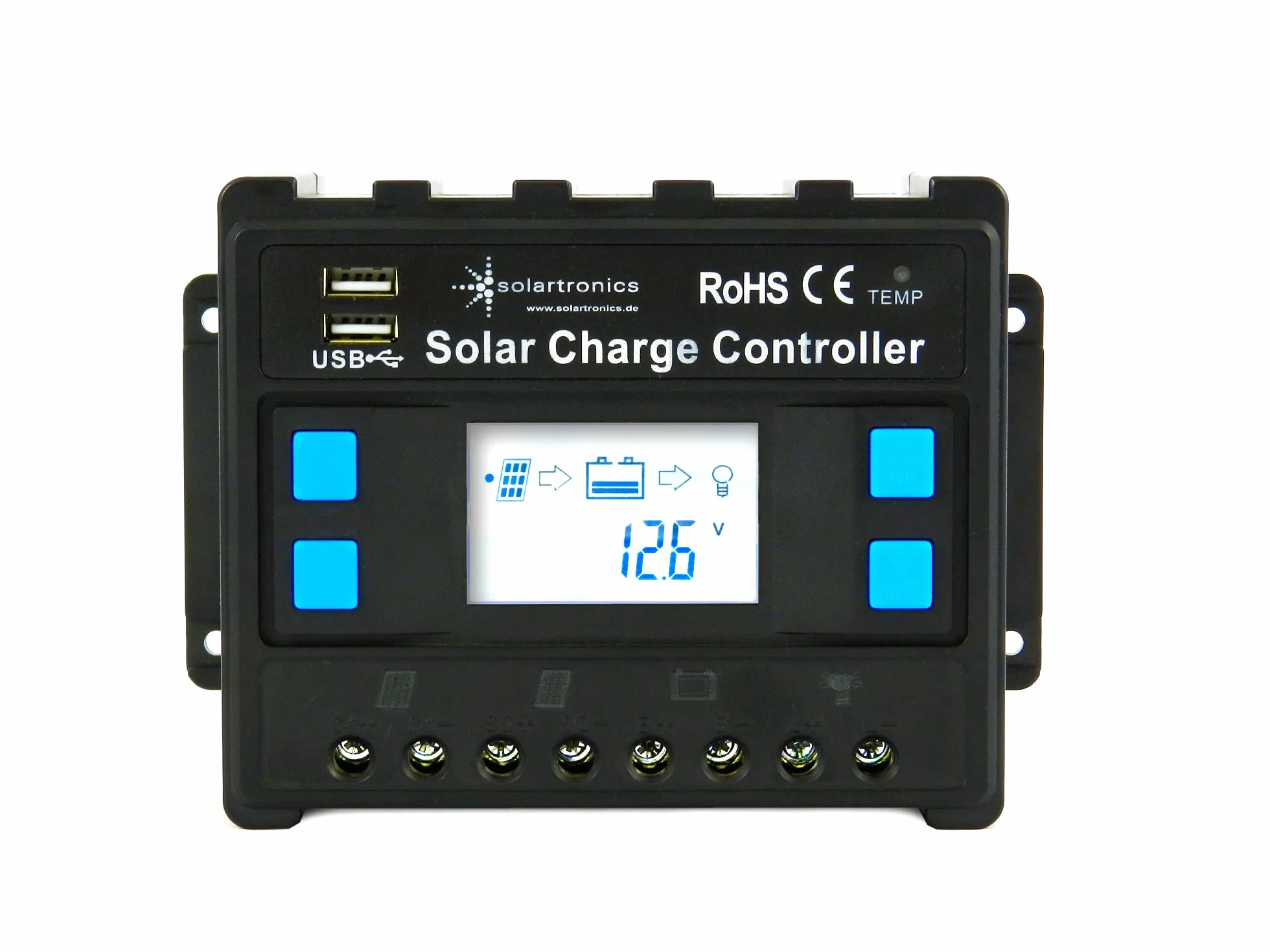 SOLARTRONICS Inselanlage Komplettset: 2x 100W monokristalline Solarmodul + 20A Laderegler + PV Kabel + Solar Y-Stecker
