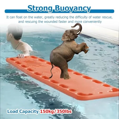 Schwimmfähige Rettungstrage,Tragbares Spineboard mit Kopf immobilisator und Gurten, Ideal für Schwimmbäder, Strände, Feuerwehr und Erste-Hilfe-Einsätze,Wasserrettung