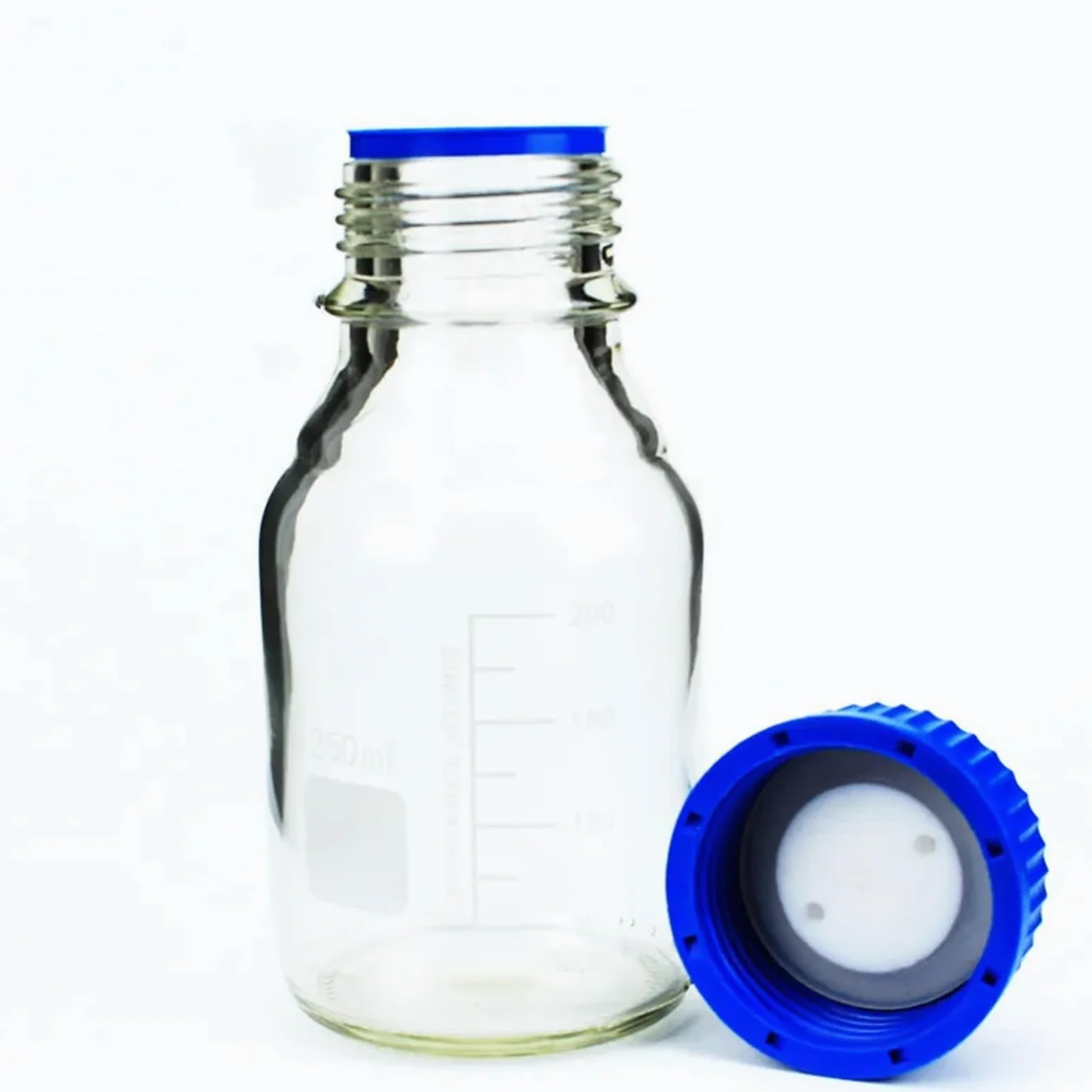 Laborglasflasche für Reagenzien, Reagenzflasche mit GL45 Sicherheitsverschluss aus Borosilikatglas von 100 ml bis 1000 ml, 1-3 Löcher (100 ml-1 Loch)