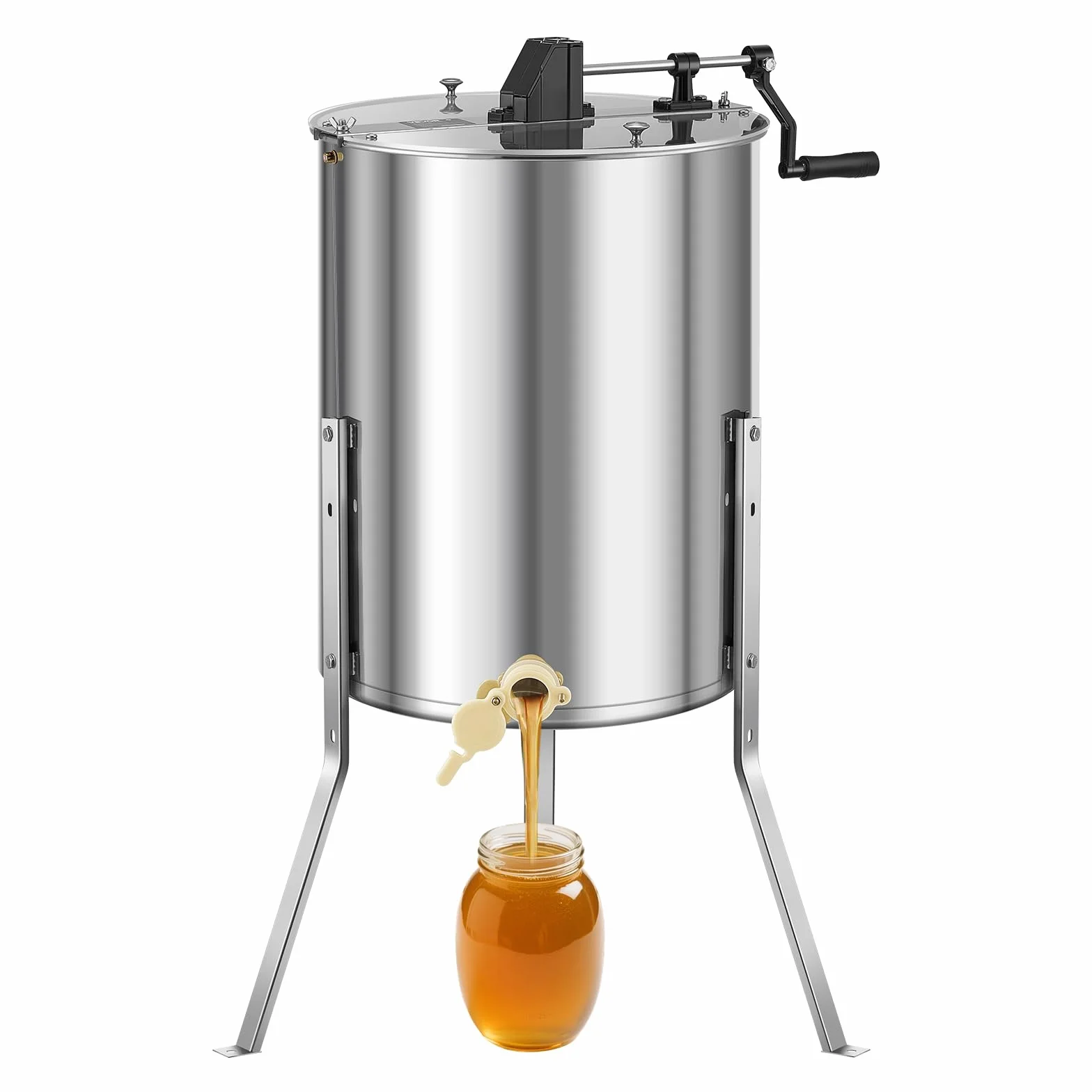 VEVOR Honigschleuder, 4/8 Rahmen, manuelle Tangentialschleuder mit transparentem Deckel, Honigextractor aus Edelstahl mit höhenverstellbarem Ständer, Wabenextraktionsgerät für Bienenzucht
