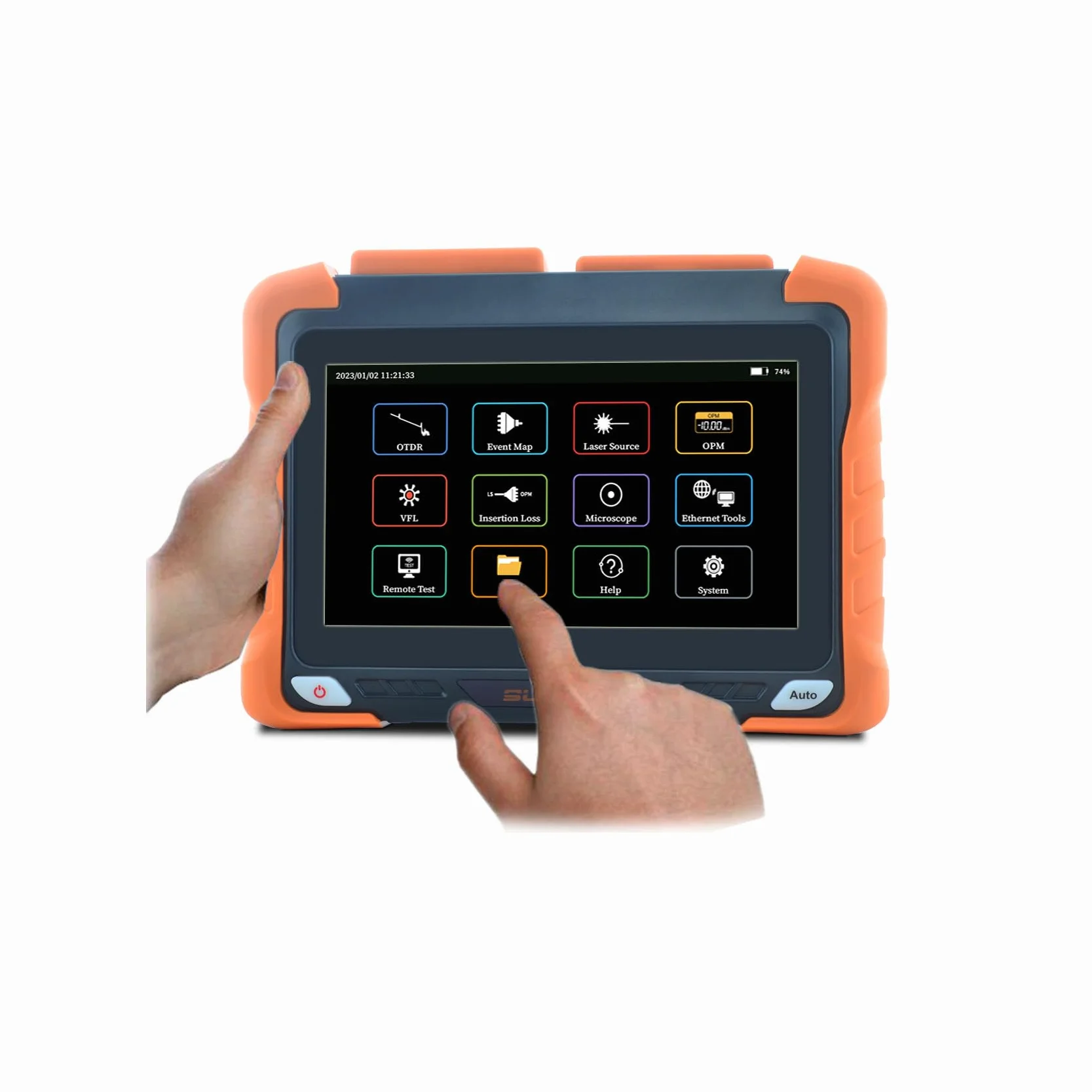 850/1300nm 26/28dB 4in1 MM OTDR +VFL+OPM+OLS 7” Touchscreen 60Km Glasfaser Tester/LWL Tester/Optische Zeitbereichs-Reflektometer mit SC/ST/FC/LC UPC&APC (OTDR62F-M1)
